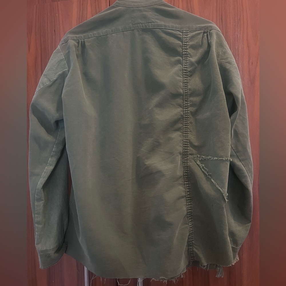 Men's Olive Patchwork Military Jacket - Picture 2 of 9